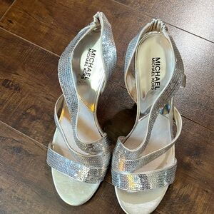 Michael Kors size 9.5 silver sequin heels. Wore once
